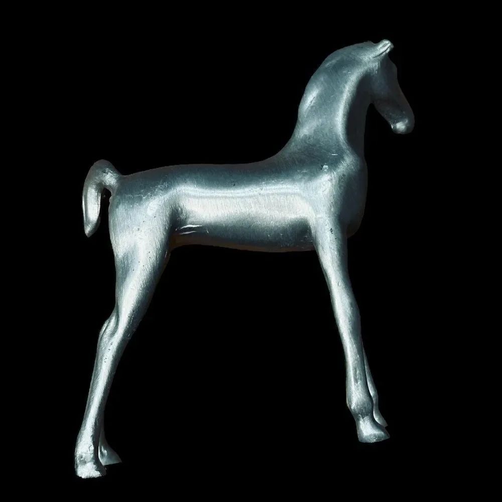Vintage Miniature Pewter Foal Horse Equestrian Figurine Collectible  3 1/4” - Picture 9 of 13